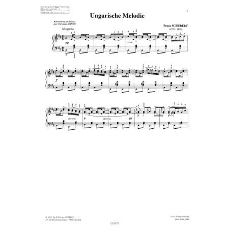 Schubert mélodie hongroise partition piano