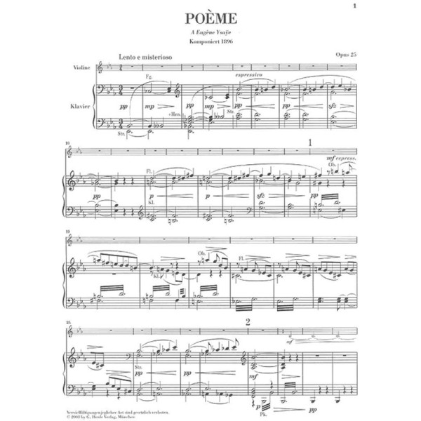 Ernest Chausson Poème partition violon