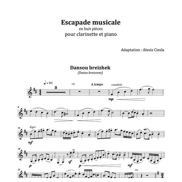 Escapade musicale partition clarinette