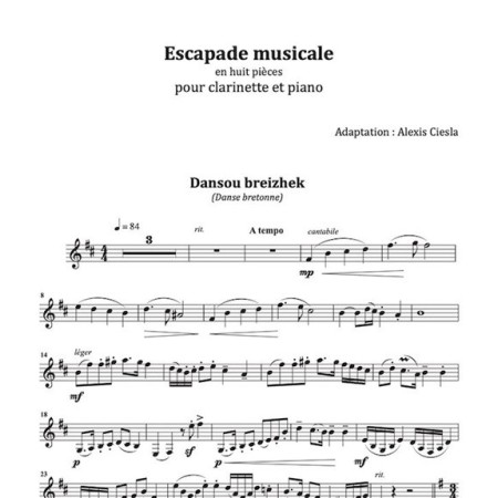 Escapade musicale partition clarinette