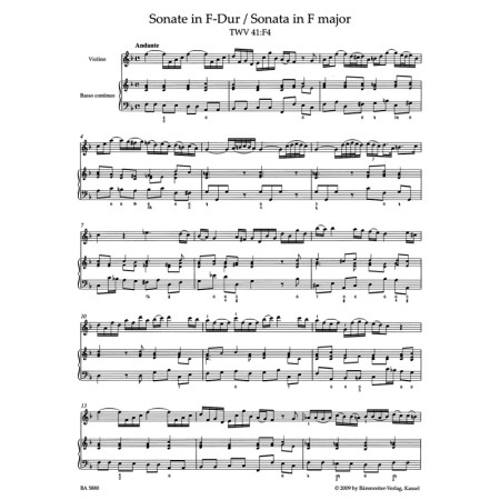 Telemann sonates pour violon partition