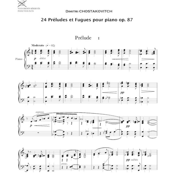 Chostakovitch 24 préludes et fugues partition