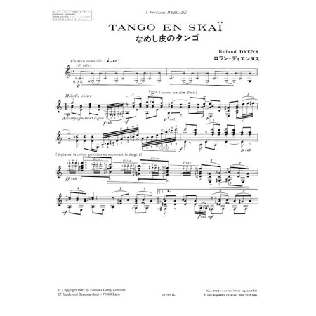 Roland Dyens Tango en skai partition