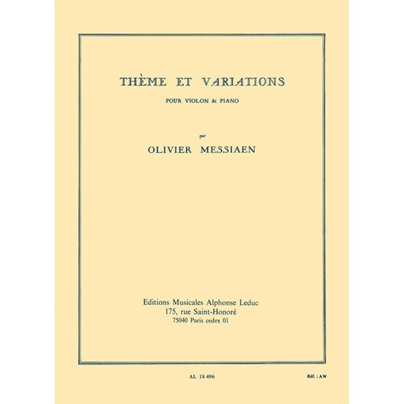 Messiaen thème et variations partition violon