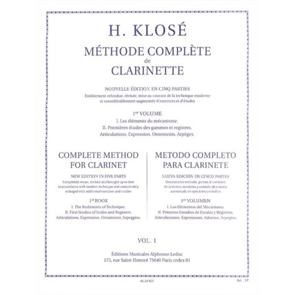 Klosé méthode complete de clarinette