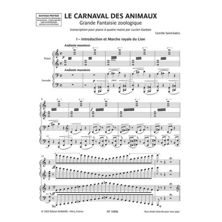 le carnaval des animaux piano 4 mains partition