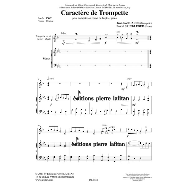 caractere de trompette partition