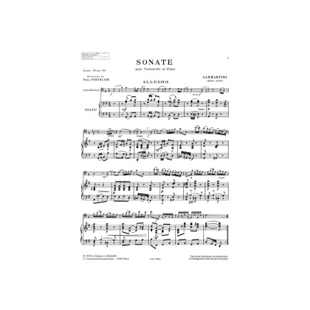 sammartini sonate pour violoncelle partition