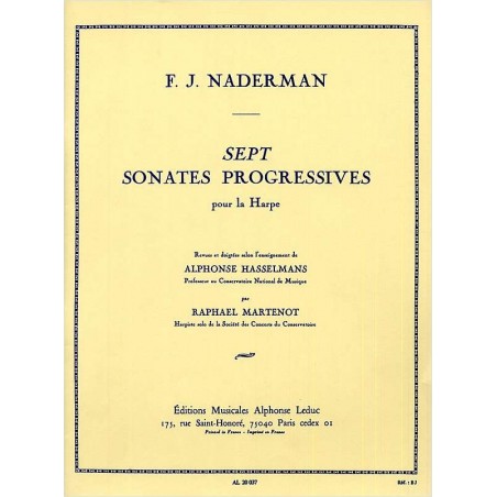 naderman 7 sonates progressives partition harpe