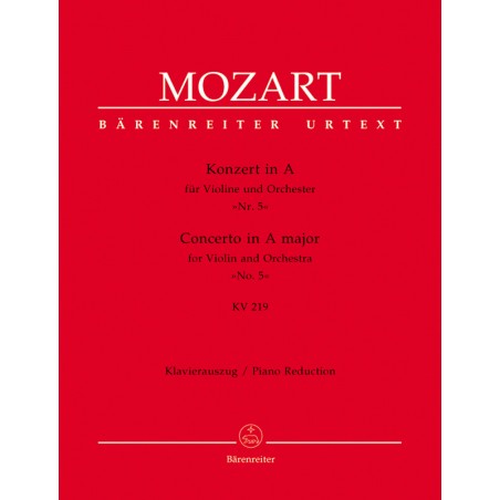 MOZART CONCERTO VIOLON N°5 BARENREITER BA4712A