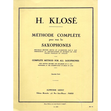 Klosé méthode complète de saxophone partition