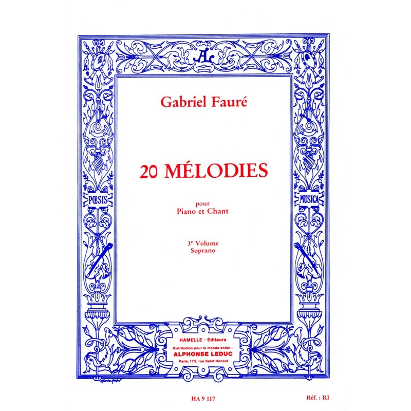 gabriel faure mélodies soprano partition