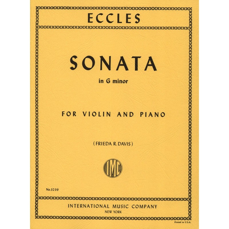 Partition Henry ECCLES Sonate violon sol mineur - Avignon