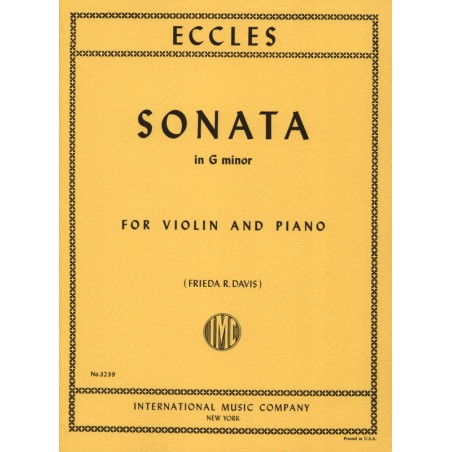 Partition Henry ECCLES Sonate violon sol mineur - Avignon