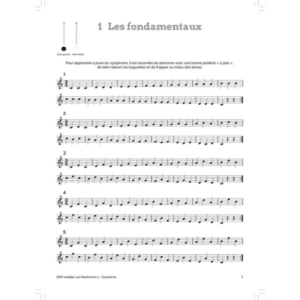 Partition rudiments xylophone  - Thierry Deleruyelle