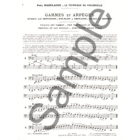 Bazelaire gammes et arpèges partition violoncelle