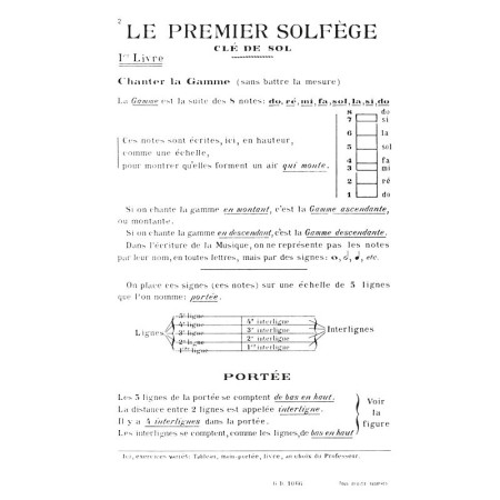 Jeanne Bourcier premier solfège clé de sol partition