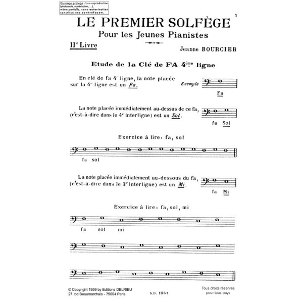 Jeanne Bourcier premier solfège partition