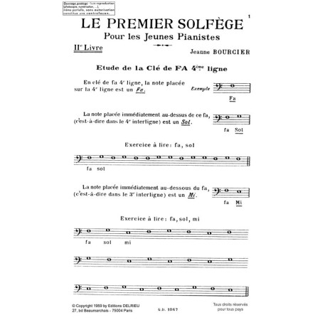 Jeanne Bourcier premier solfège partition