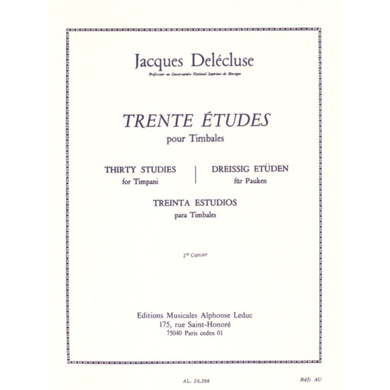 delecluse 30 etudes partition timbales